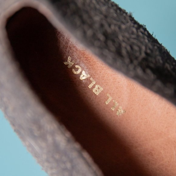 LIKE NEW Anthropologie All Black Gray Black Fur Cap Pony Hair Zipper Flat Sz 39 - Picture 3 of 8